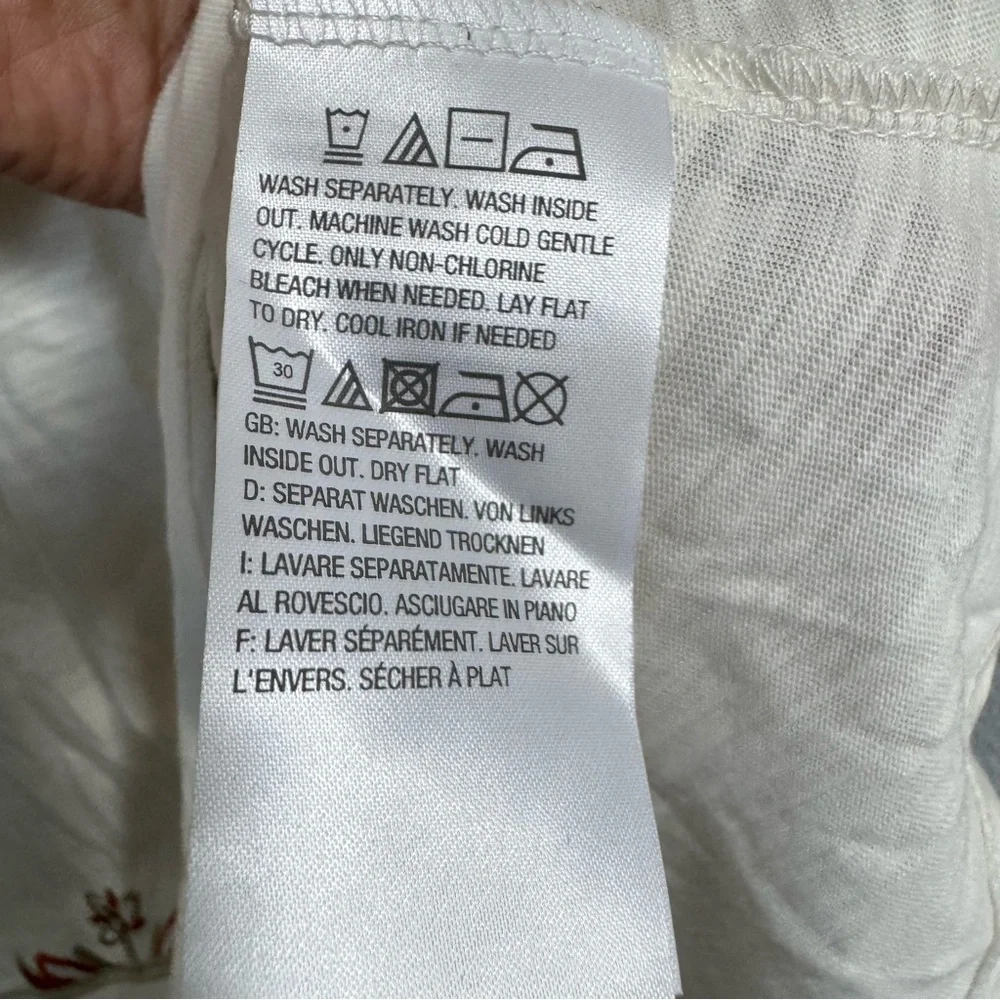 Belle Kim Gravel Embroidered Cream Tunic Top size large - Picture 5 of 5